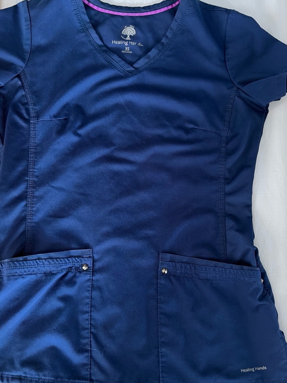 Healing Hands Navy Blue Scrub Top
